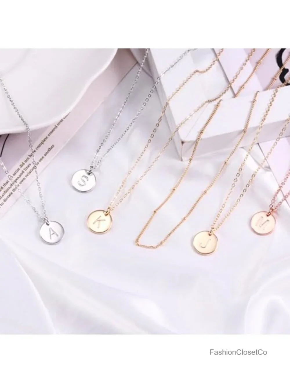 14K Gold Plated Initial Disc Necklace Layered Dainty Jewelry Gift for Women